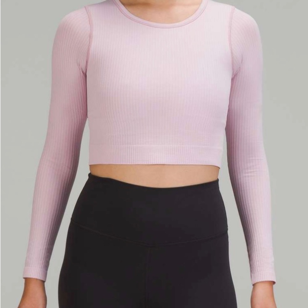 lululemon athletica Pink Long Sleeve Crop Top